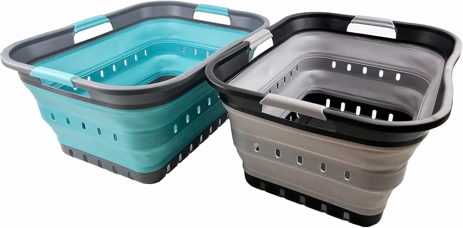 SAMMART 42L (11 gallon) Collapsible Plastic Laundry Basket - Foldable Pop Up Storage Container/Organizer - Portable Basket - Space Saving Hamper/Basket