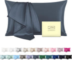 Mulberry Silk Pillow Cases for Hair and Skin Queen Size Silk Pillowcase with Zipper Soft Breathable Smooth Cooling Satin Silk Pillow Covers for Sleeping (Space Grey,20"X 30",1Pcs)