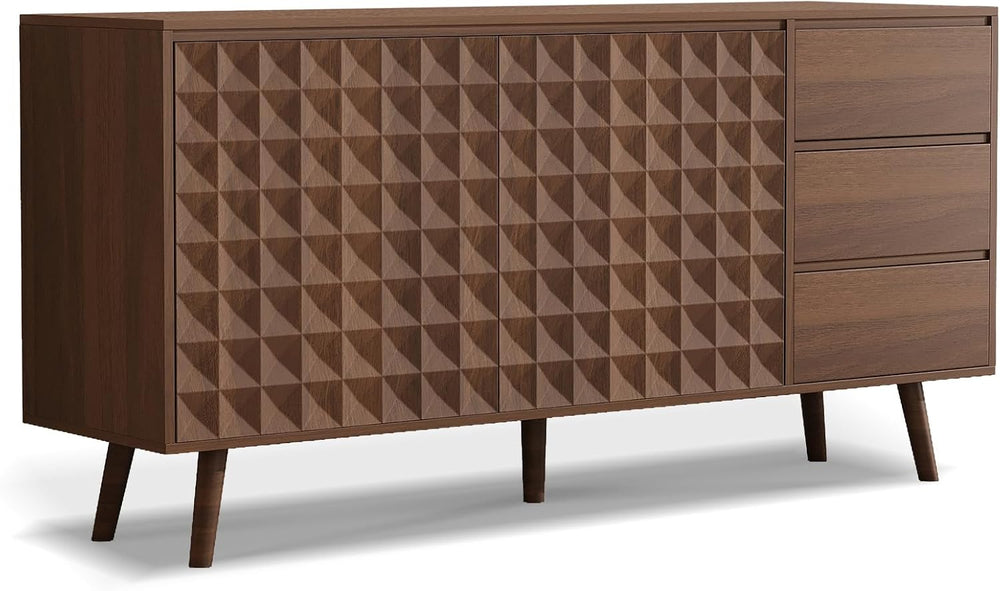 60" Buffet Cabinet with Storage, Sideboard Buffet Cabinet with 3 Drawers...