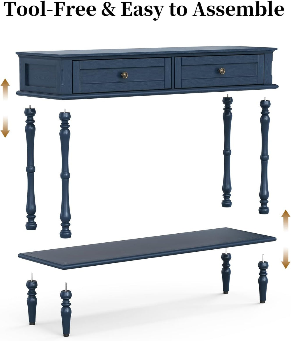 ARTPOWER Console Table for Entryway with 2 Drawers, 10 mins Assembly, Blue | ...