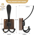 VIS'V Wooden 3 Prong Coat Hooks, Wall Mount, Heavy Duty, Brown, 4 Pcs
