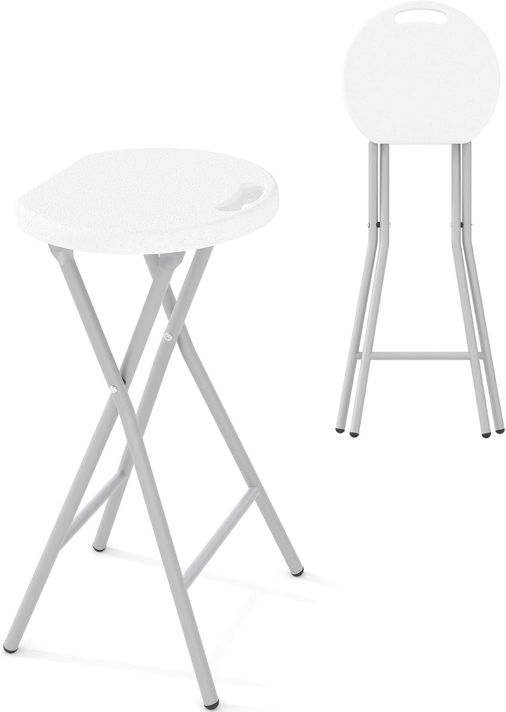 Garvee Folding Stool with Handle 24 Inch Tall Folding Bar Stool with Safety L...