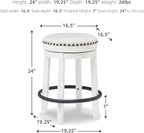 Signature Design by Ashley Valebeck 24" Counter Height Upholstered Swivel Stool, White & Black