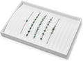 White PU Leather Jewelry Display Tray for Long Chain Pendant Necklace Organizer Display Showcase Jewelry Storage Tray