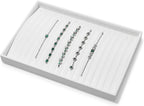 White PU Leather Jewelry Display Tray for Long Chain Pendant Necklace Organizer Display Showcase Jewelry Storage Tray