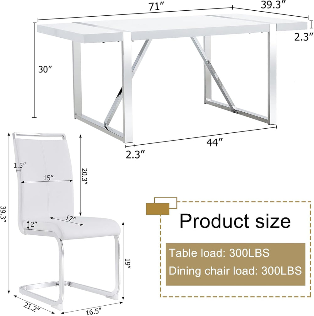 Ebullient White Dining Table Set for 6, Modern 7-Piece Dining Set