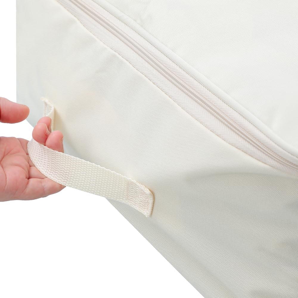 Comforter Clothes Storage Bag, 26.8 x 18 x 7.8 inches, 600D Oxford Fabric for Blanket, Quilt, Pillow, Bedding, Clothes, Sweater, Bedding, Foldable Zipper Container Tote, 2 Carrying Handles, Beige