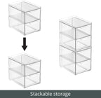 mDesign Stackable Storage Containers Box with 2 Pull-Out Drawers - Stacking Plastic Drawer Bins for Closet Organization, Linen, Coat, Bedroom or Entryway Closets - Lumiere Collection - 2 Pack - Clear
