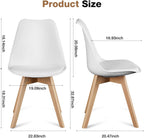 OLIXIS Dining Chairs Set of 4, Mid Century Modern Accent Chairs with Curved Backrest and Wood Legs, PU Leather Upholstered Kitchen Side Chair for Living Room, Bedroom, Outdoor Patio, White