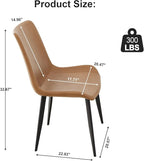 Dining Chairs, Modern PU Leather Dining Room Chair with Sturdy Metal Legs, Upholstered Seat Dinner Chairs Accent Side Chairs for Indoor Kitchen Living Room (Brown, Set of 4)