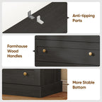 Vyre 71" Tall Farmhouse Kitchen Pantry, Set of 3 Large Storage Cabinets with 3 Drawers, Adjustable Shelves, Wood Versatile Hutch Cabinet for Living Room, Dining Room, Black