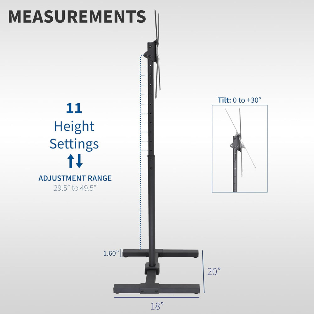 VIVO Black TV Floor Stand for 13 to 65 inch Screens, STAND-TV08 | Adjustable ...