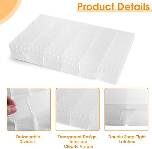 2 Pack Piping Tip Organizer Box, 36 Grids Storage Container with Adjustable Dividers, Made with Clear Plastics, Compartment Container for Cake Decorating Tools, Baking Tools, Jewelry, Beads and Crafts