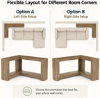 Tribesigns L-Shaped Console Table, 63" Sofa Table Behind Couch with 2-Tier Storage Shelves, Narrow Entryway Table, Couch Table for Living Room, Hallway, Foyer, Bedroom, Brown