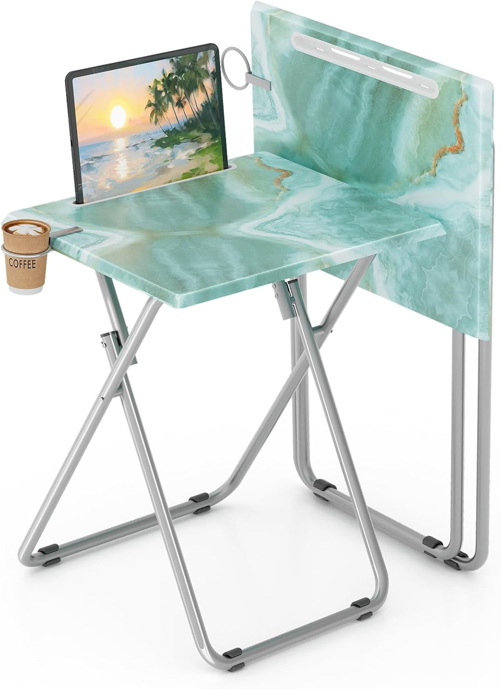 TV Trays Table Set of 2 Portable Folding TV Tray Table TV Dinner Tray with St...