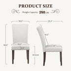 Furniliving Dining Chairs Set of 4 - Line Fabric Modern Farmhouse Kitchen Chairs, High-Back Upholstered Dining Room Chairs with Wooden Legs for Kitchen Dining Room Living Room.White