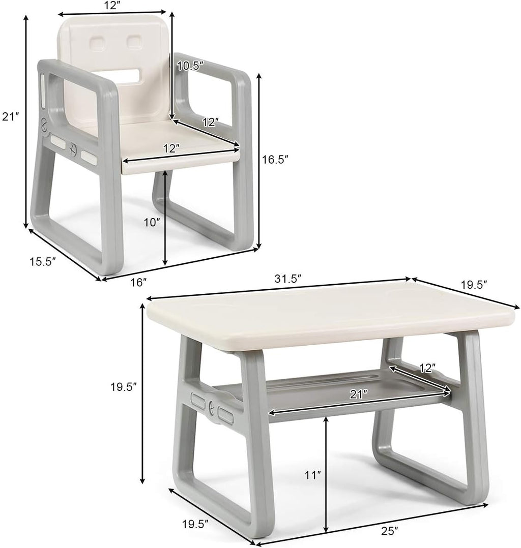 Costzon Kids Table and Chair Set, Children Activity Table & 2 Chairs w/Storage Rack for Toddler Arts, Crafts, Reading, Drawing, Playroom, Preschool, Gift for Boys & Girls, Toddler Table and Chair Set