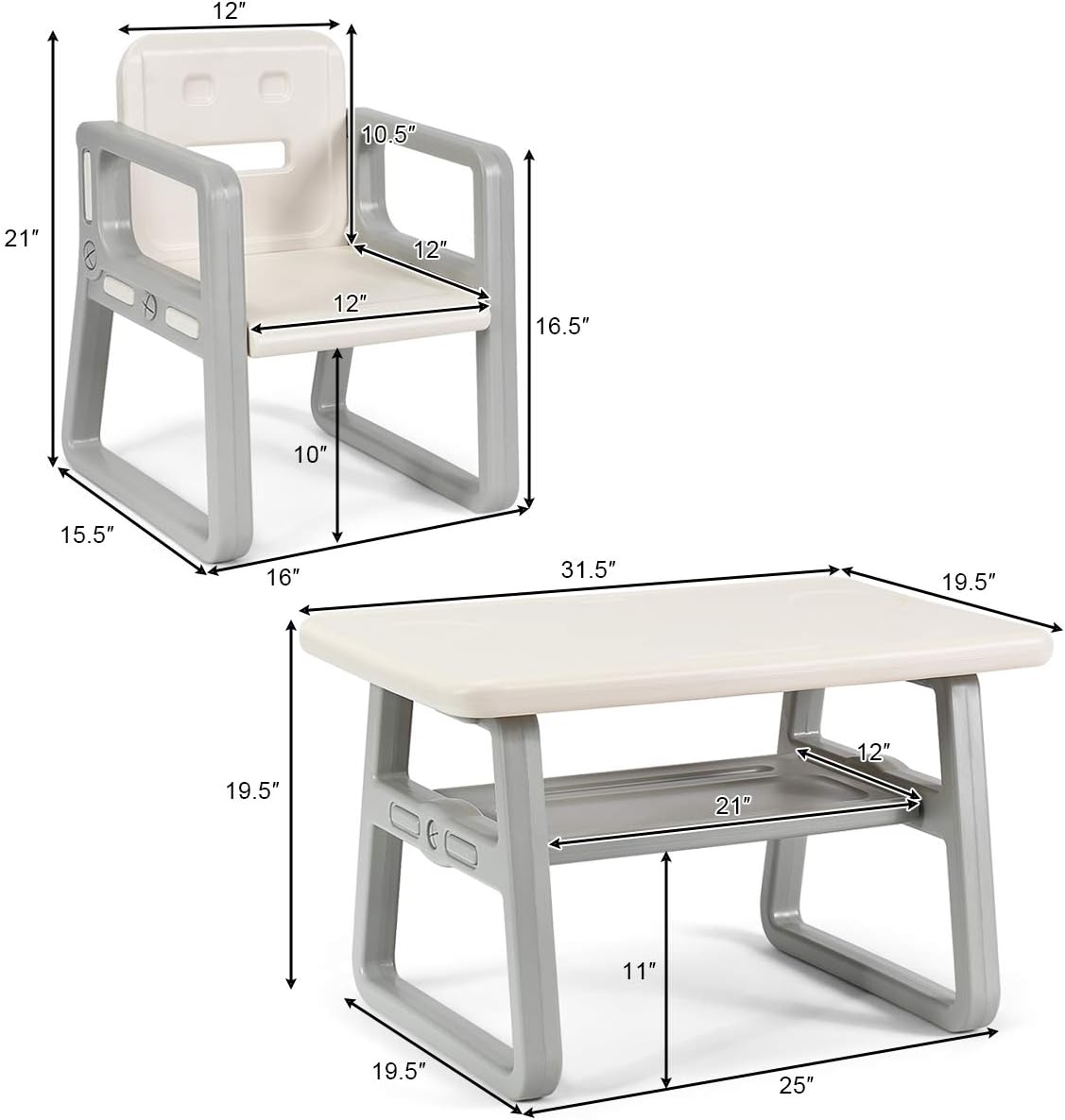 Costzon Kids Table and Chair Set, Children Activity Table & 2 Chairs w/Storage Rack for Toddler Arts, Crafts, Reading, Drawing, Playroom, Preschool, Gift for Boys & Girls, Toddler Table and Chair Set