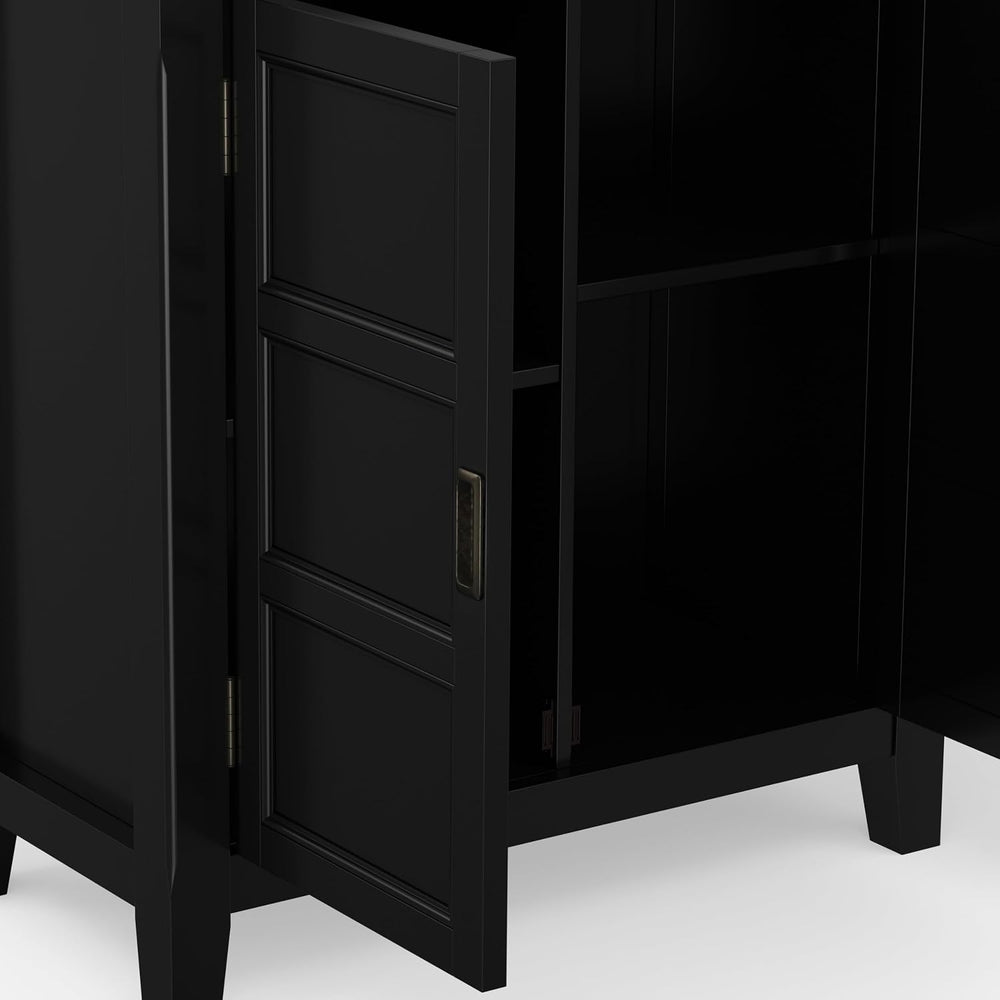 SIMPLIHOME Burlington 30" Wide Solid Wood Cabinet in Black