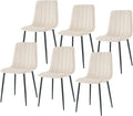 Dining Chairs Set of 6, Modern Kitchen Dining Room Chairs, Ergonomic Velvet Dining Chair Upholstered Cushion Seat and Sturdy Metal Legs(Beige)