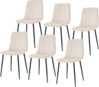 Dining Chairs Set of 6, Modern Kitchen Dining Room Chairs, Ergonomic Velvet Dining Chair Upholstered Cushion Seat and Sturdy Metal Legs(Beige)