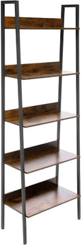 Hobby Lobby 5 Tier Industrial Ladder Shelf, 23.6 x 11.8 x 66.9 inches | Wood Ladder Shelf, Storage Ladder Shelves for Living Room, Bedroom