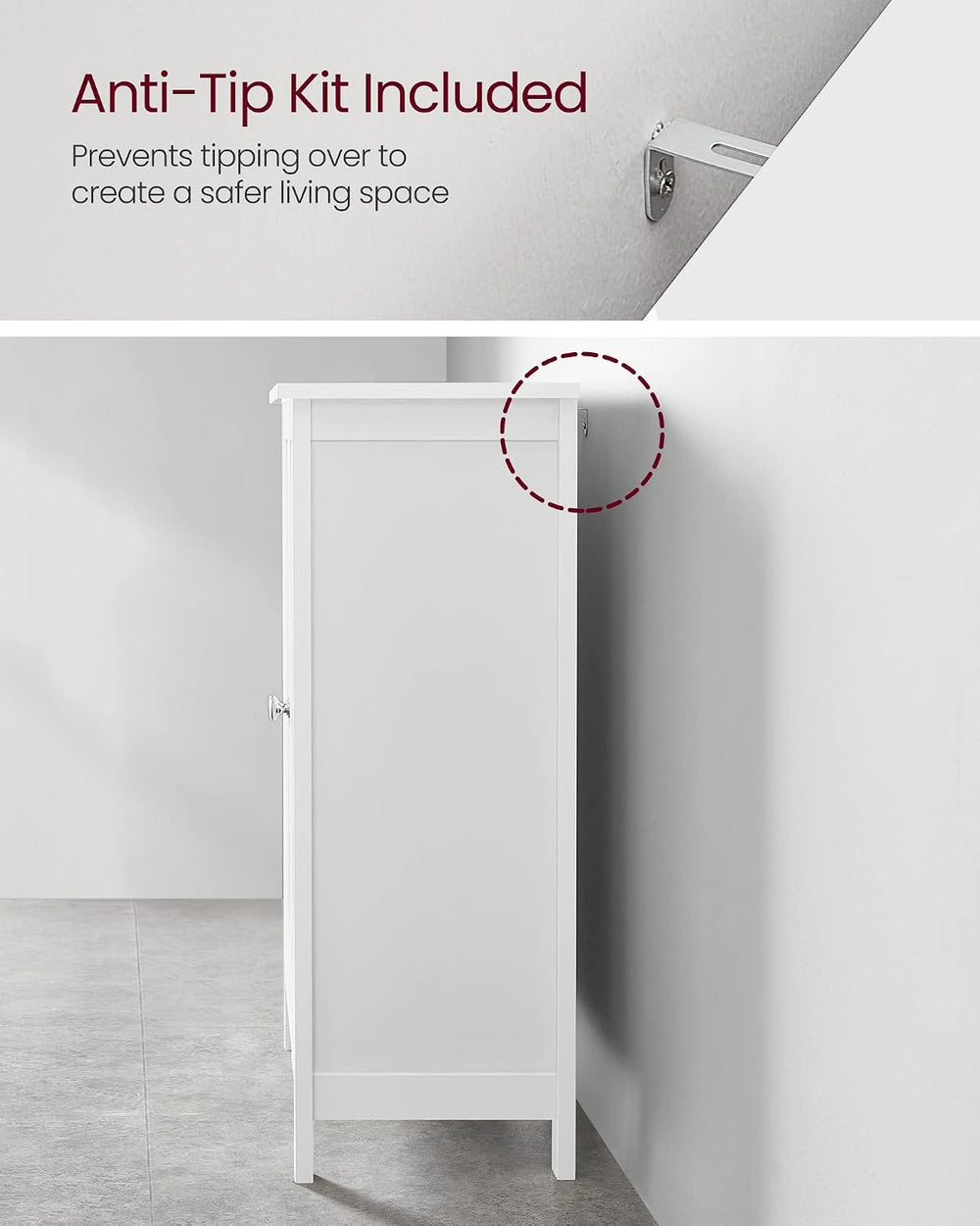 VASAGLE Floor Storage Cabinet, Freestanding Storage Unit with 2 Adjustable Sh...