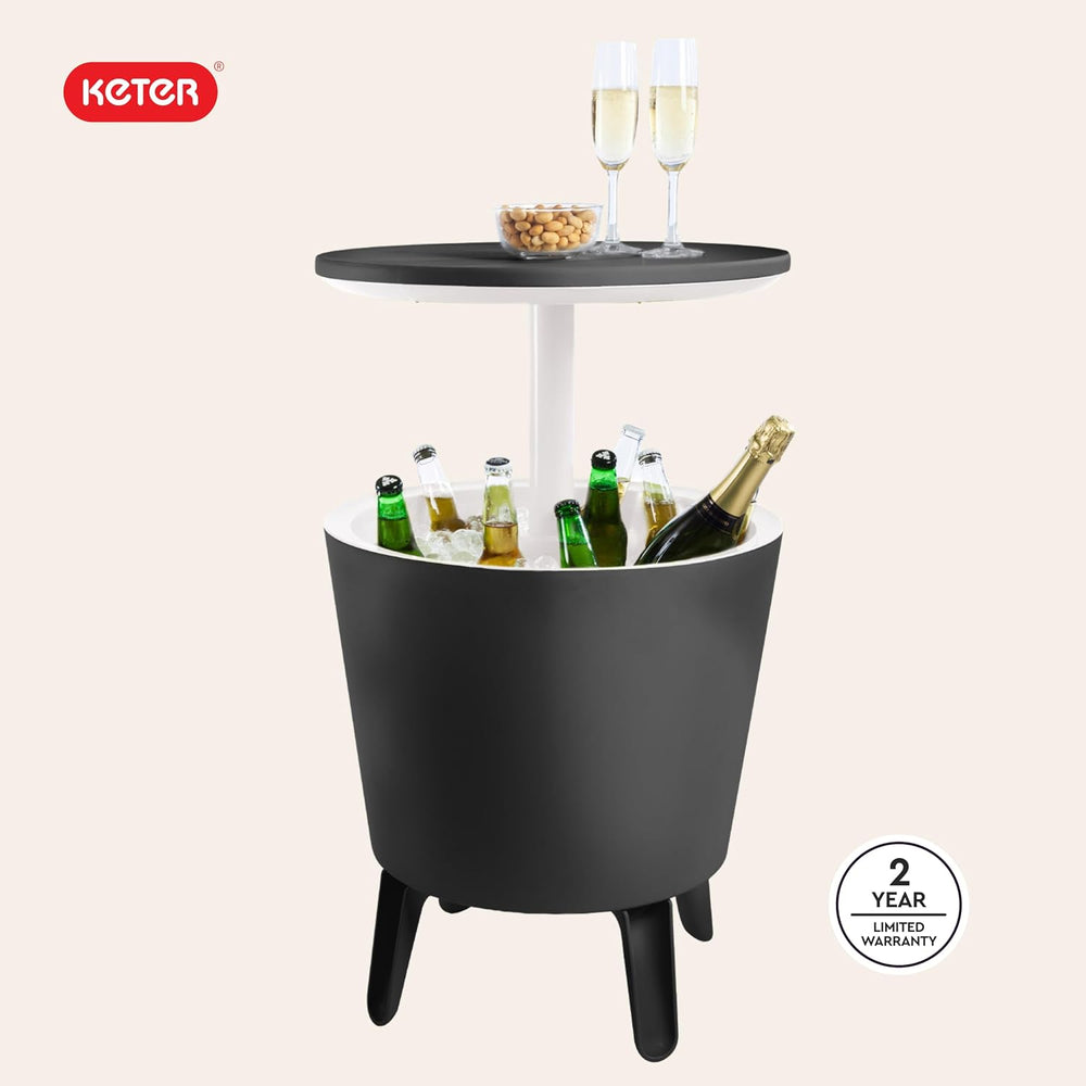 Keter Modern Cool Bar Outdoor Patio Furniture and Hot Tub Side Table with 7.5...