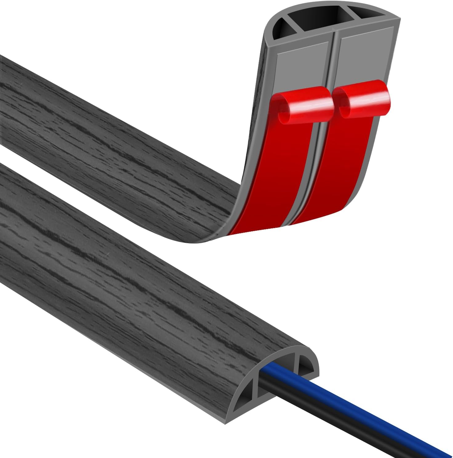 Floor Cord Covers for Wires 12FT Cable Hider Wire Cover Self Adhesive Cord Hider Floor for Offices, Homes, Workshops, Warehouses Cable Cavity 0.39" W x 0.27" H