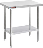 DuraSteel 30x36 Stainless Steel Work Table - NSF Commercial Prep Metal Table - Outdoor Pizza Oven Stand w/Under Shelf - Kitchen Island Laundry Utility Garage Microwave Stand Large Rolling Storage Cart