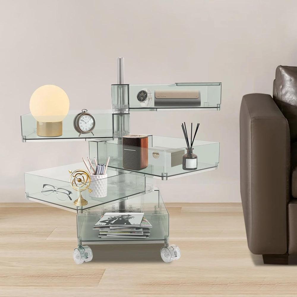 Bacocoo 360° Rotation Storage Cabinet, 5 Storey Movable Bedside Table with 4 ...