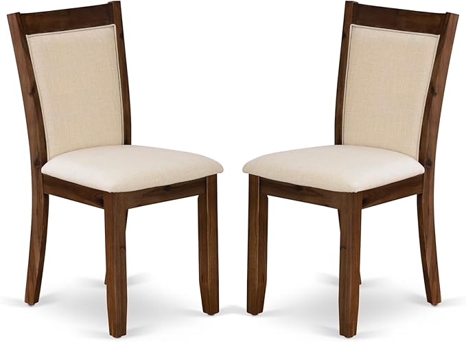 East West Furniture DLMZ5-AWA-32 5 Piece Dining Room Furniture Set Includes a Round Kitchen Table with Dropleaf and 4 Parson Chairs, 42x42 Inch, Antique Walnut