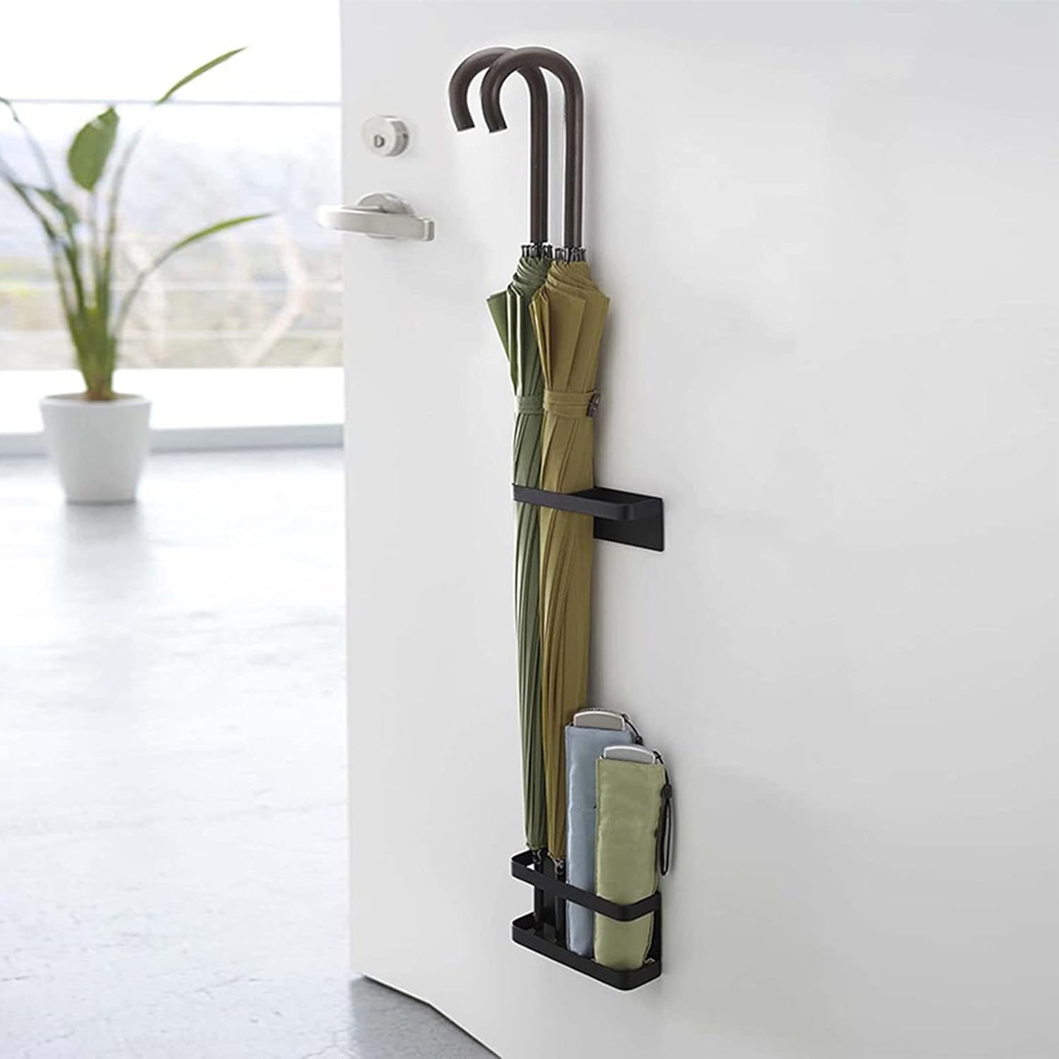 Cocoarm Magnetic Umbrella Stand Holder, Wall Mounted, No Punching, Height Adjusting, Black, for Entryway, Home, Hotel Hallway