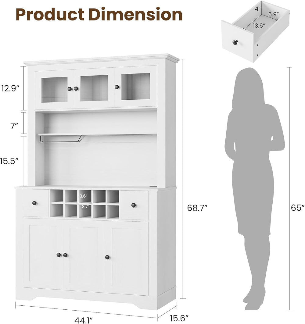 GAOMON 69" Pantry Cabinet with LED Light & Charging Station, Kitchen...