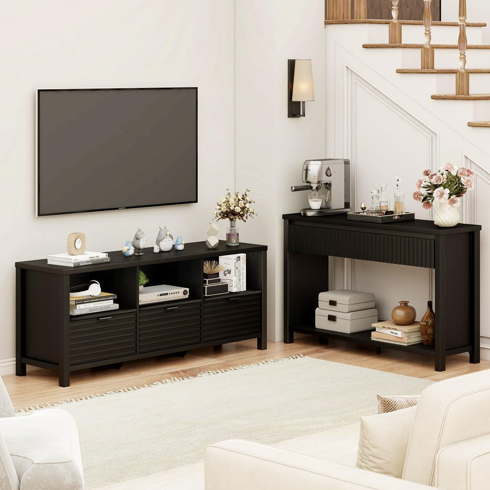BON AUGURE Black Console Table for Entryway, 47" Entryway Table with Dra...