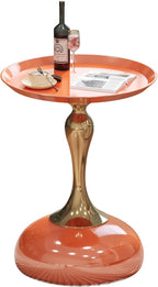 2-Pack Hermes Orange Sleek Hourglass Side Table - Glossy Finish & Metallic Accent | Contemporary End Table for Living Room & Home Decor Spaces