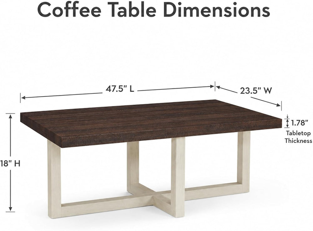 3-Piece Coffee Table Set, Modern Living Room Furniture with Geometric Cross B...
