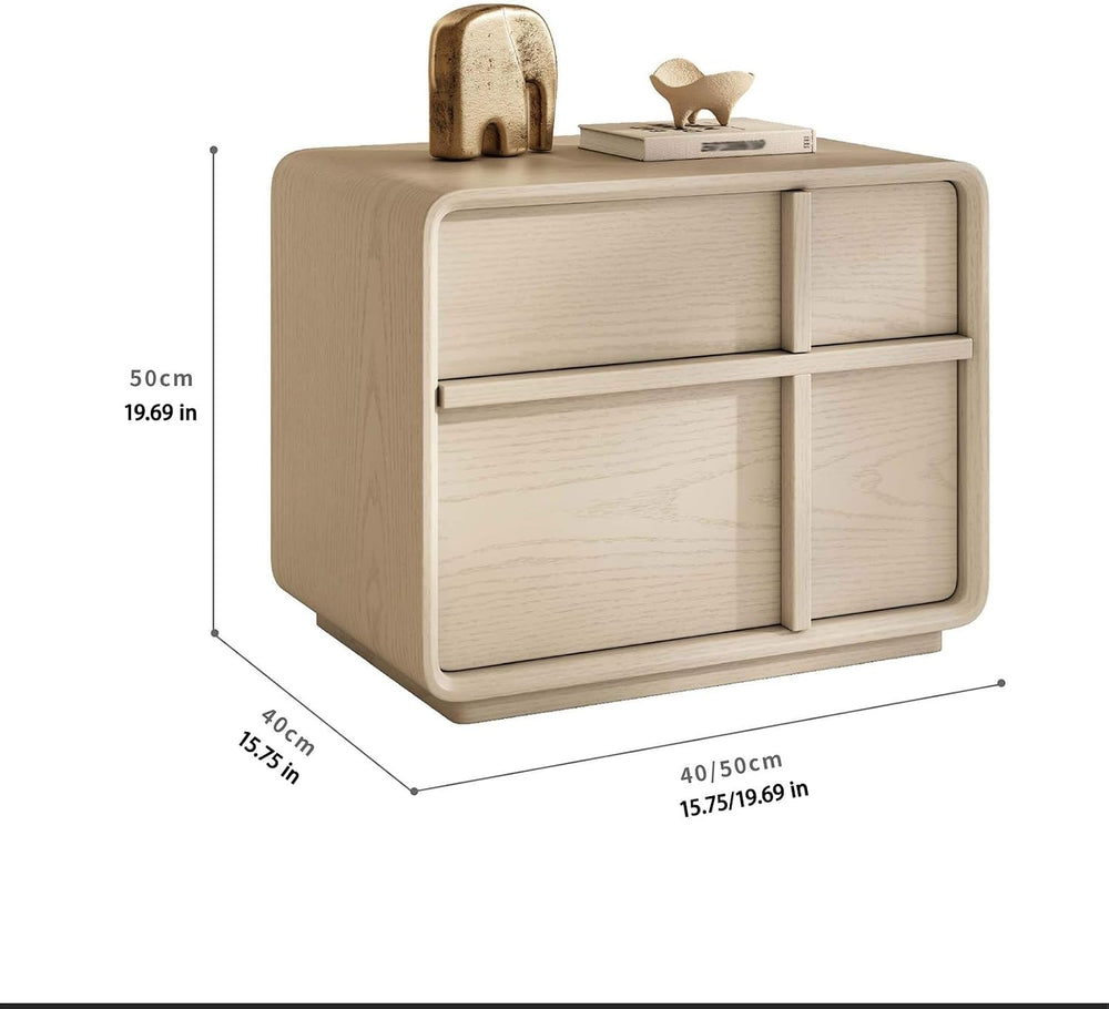 Nightstand with 2 Storage Drawer, Wooden Bed End Side Table Cabinet, Small Dr...
