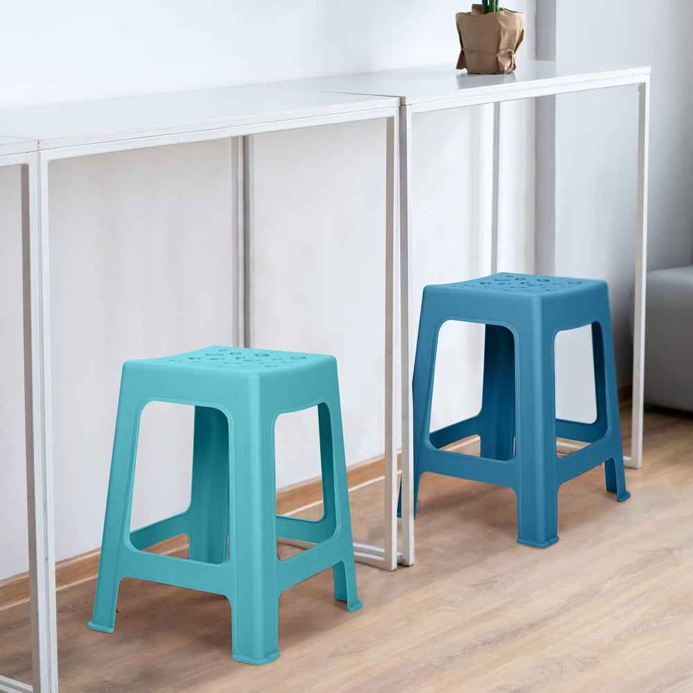 TURSTIN 6 Pack Plastic Stools 16.9 Inch Nesting Stools 6 Color Portable Backl...