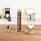 Restaurantware Restpresso 4.5 x 14.6 Inch Coffee Capsule Holder 1 Durable Pod Carousel - Holds 40 Nespresso Capsules 360-Degree Rotatable Iron Espresso Pod Organizer Pods Not Included