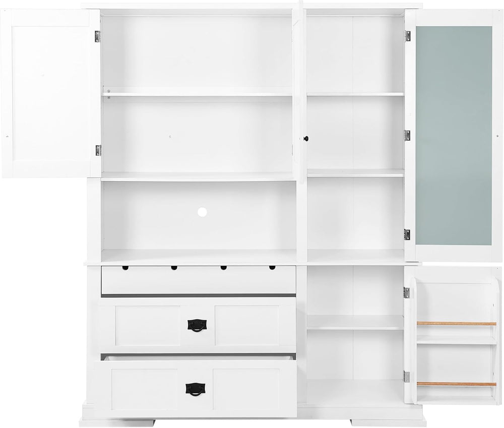 Spaco 78.3" Kitchen Pantry Cabinet with Hutch,Freestanding Food Storage ...