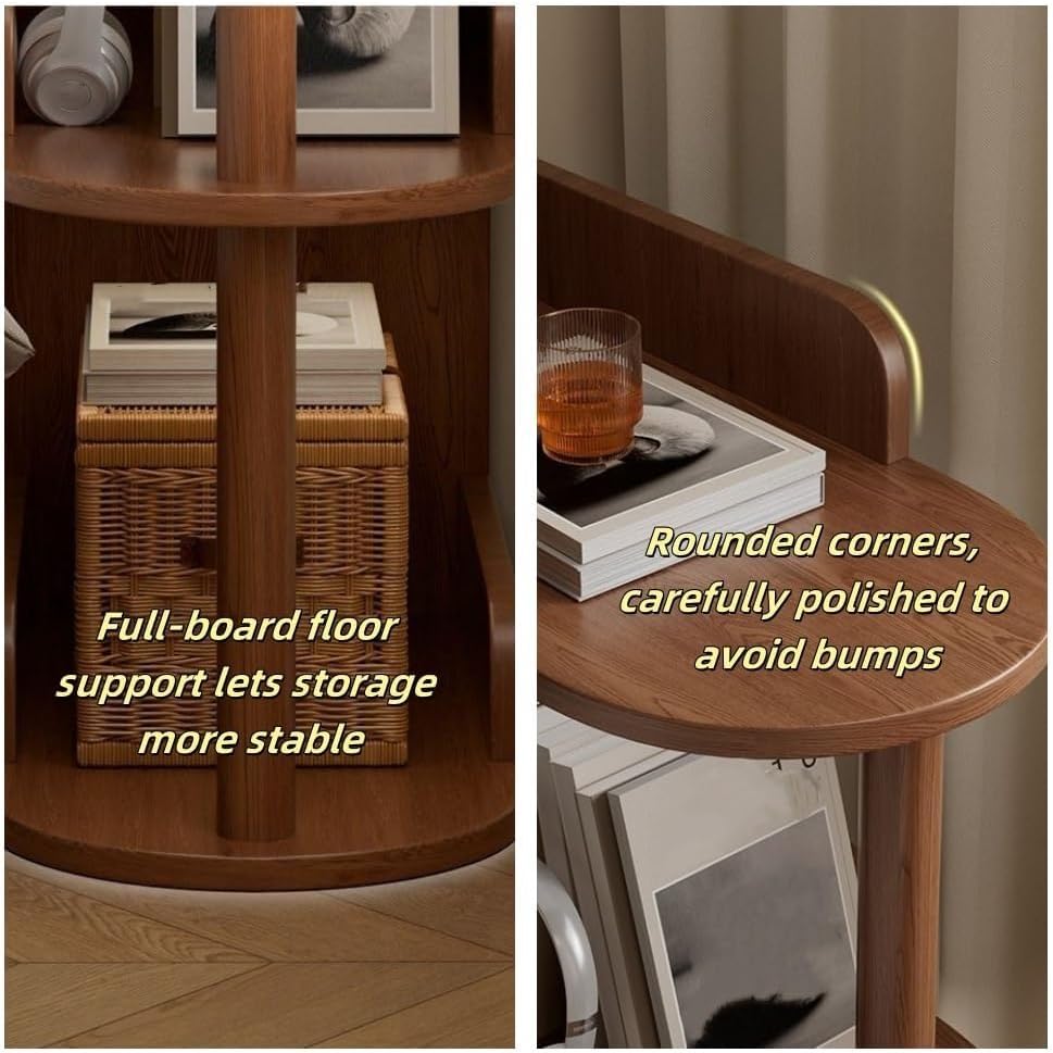 Solid Wood Side Tables Multi-Layer Storage Rack Bedside Table End Table Books...