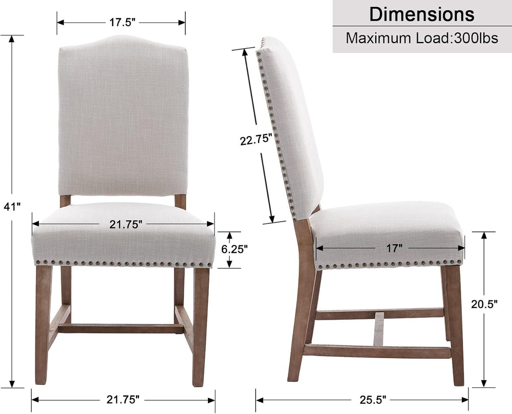 Shunzhi Farmhouse Upholstered Dining Chairs Set of 2 Mid Century Modern Dinin...