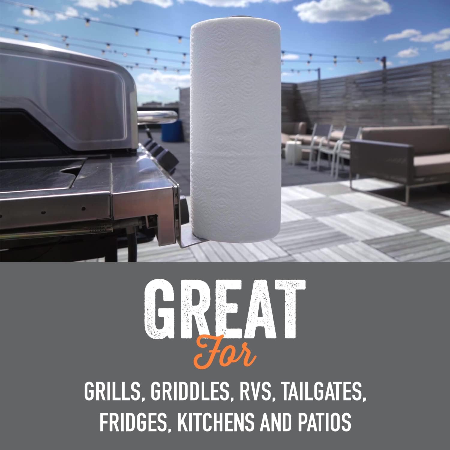 Yukon Glory Magnetic Paper Towel Holder for Refrigerator & Grill, Stainless Steel, Strong Magnet, Rotatable, Non-Scratch Pad