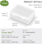 Clear Plastic Storage Containers Box with Lid (5.04x3.5x1.69 inch, 2 Pack), Rectangle Plastic Clear Storage Containers Box for Beads, Coins, Safety Pins and Other Craft Jewelry Watch Findings