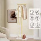 T-Shaped Metal Rack Stand,Modern Clothes Rack With Rock Slab Base,60.3 Inch Freestanding Clothing Rack Stand,Suitable For Boutiques, Entryway, Bedroom, Living Room, (Golden Yellow,60.3 Inch)