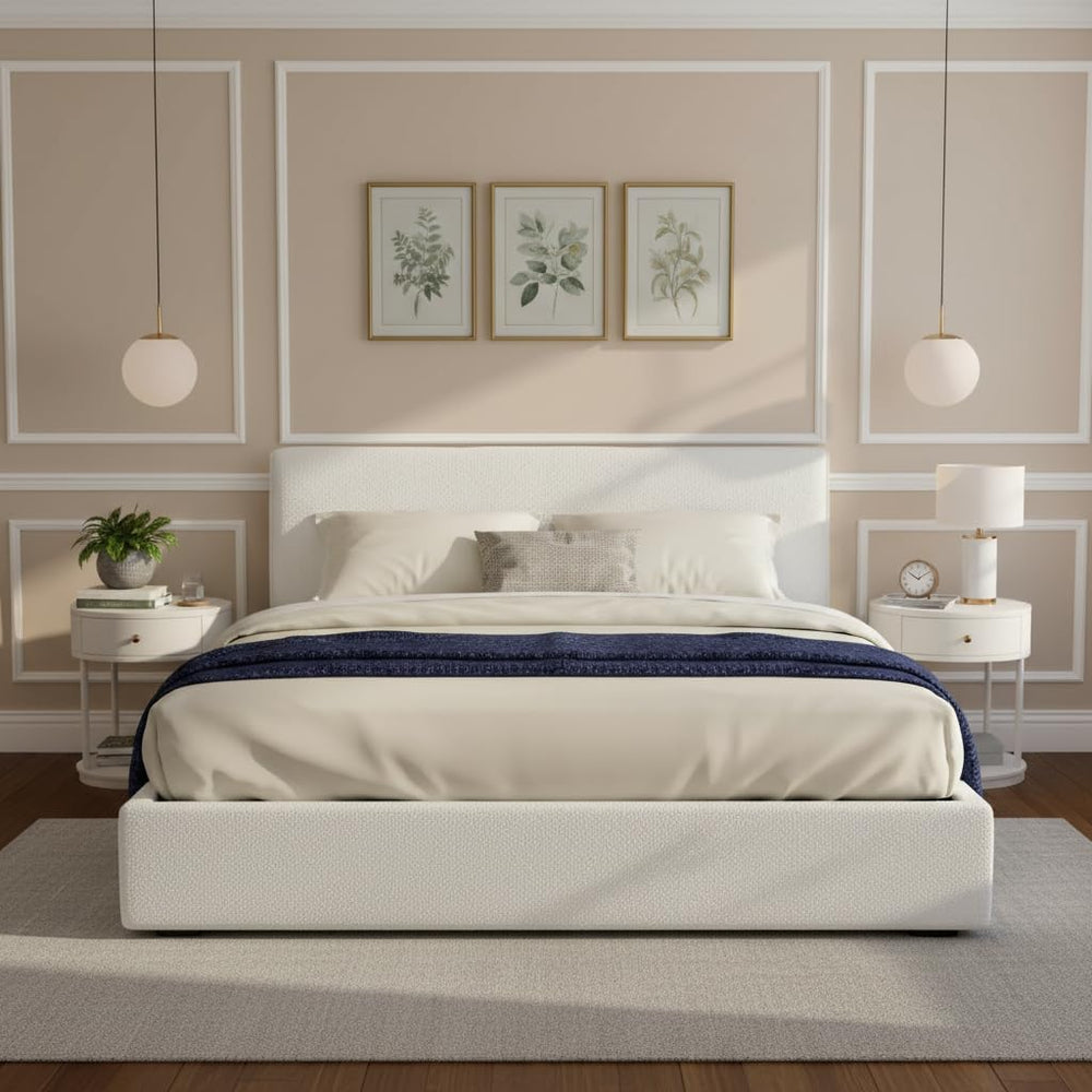 Christopher Knight Home Jamaiya Boucle Upholstered Queen Size Bed Frame with ...