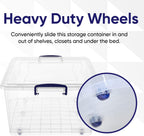Superio Storage Bins with Lids- Clear Boxes for Organizing, Stackable Plastic Containers- BPA Free, Non-Toxic, Odor Free, Organizer for Home, Office, Dorm (6 Pack, 60 Qt (Wheeled))