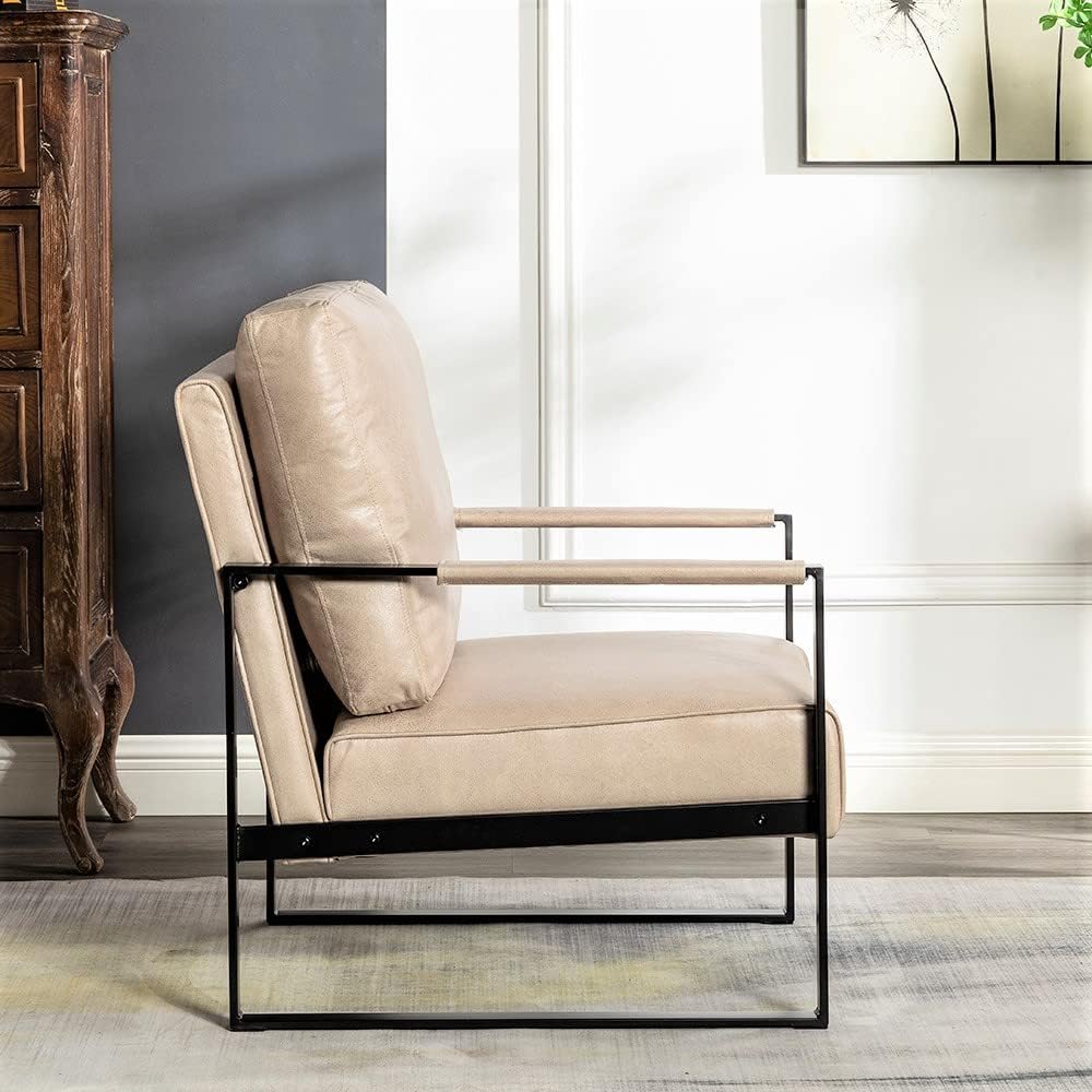 Direct Classic Mid Century Modern Accent Chair with Durable Square Metal Fram...