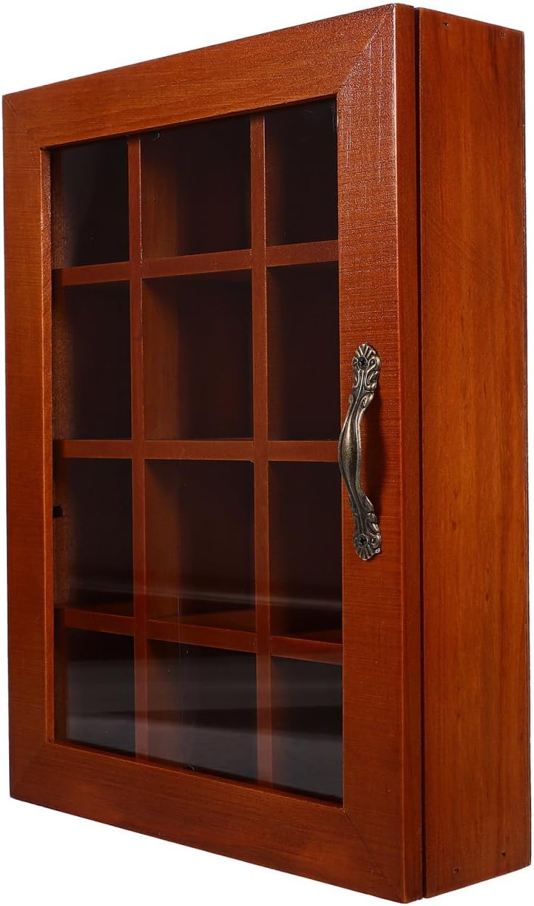 Baluue 12 Compartment Tea Bag Organizer Box with Clear Acrylic Lid Decorative Wood Grain Packet Holder Case Storage Chest Container for Kitchen Countertop Cabinet